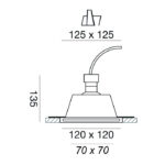 Faretto in gesso Quadrato con diffusore in vetro satinato